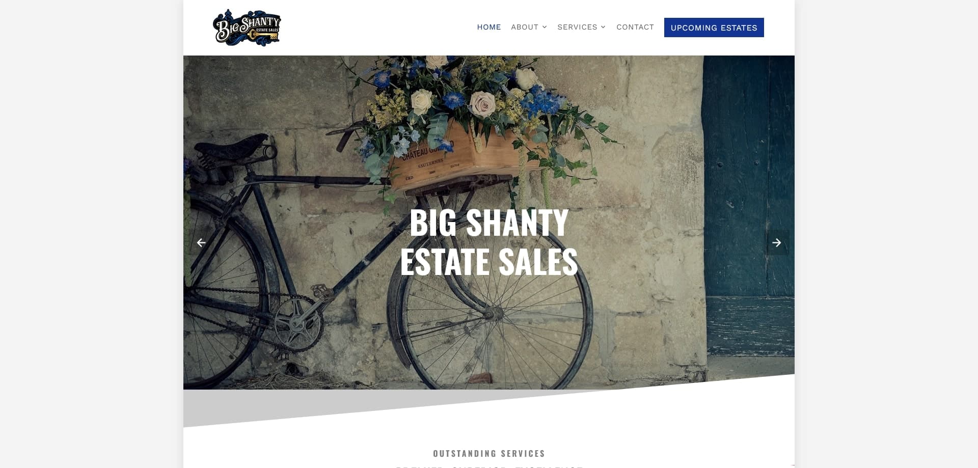 Screenshot of the Big Shanty Estate Sales website, a Georgia estate sale service